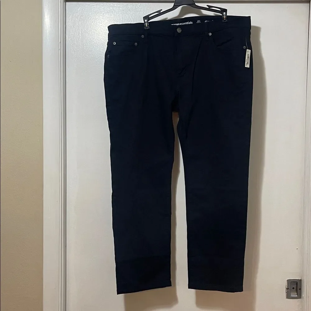 NWT Amazon essentials black denim jeans 40 x 28 slim
